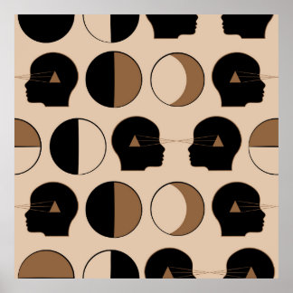 Celestial Seamless Mönster Design med mänsklig ene Poster