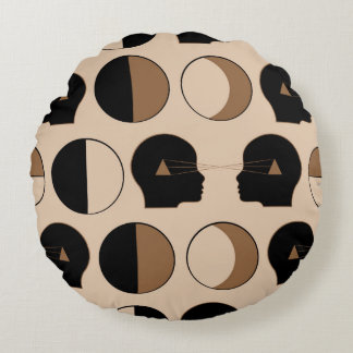 Celestial Seamless Mönster Design med mänsklig ene Rund Kudde