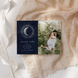 Celestial Silver 2 Photo Bröllop - tackkort Inbjudningar