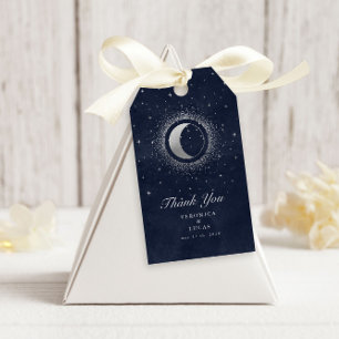 Celestial Silver Måne Bröllop Tack Gift Märkres Presentetikett
