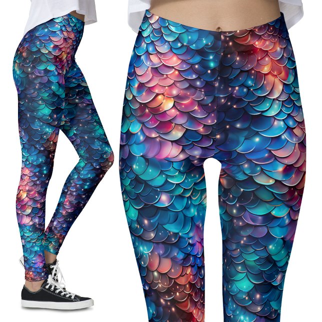 Celestial Sjöjungfru Sparkles Galaxy Scales Glitte Leggings (Skapare uppladdad)