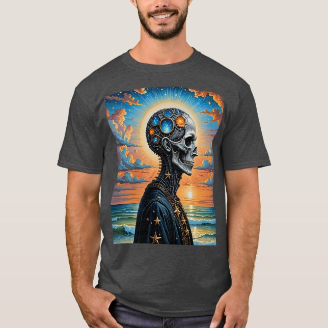 Celestial Skeleton Sunset Art Shirt T Shirt (Framsida)