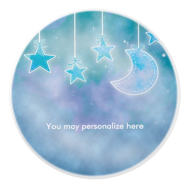 Celestial Sky Galaxy Moon & Stjärnor Nursery Rum Knopp (Framsidan)