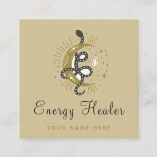 Celestial Snake Måne Gnistra Mystic Energy Healer Fyrkantigt Visitkort
