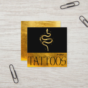 Celestial Snake Tatto Salon Guld Metallic Fyrkantigt Visitkort