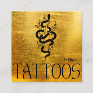 Celestial Snake Tatto Salon Guld Metallic Fyrkantigt Visitkort