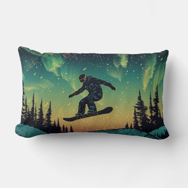 Celestial Snowboarder Dekorativ kudde (Framsida)