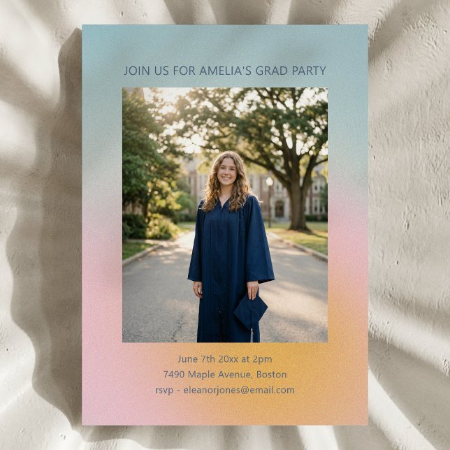 Celestial Soft Blue Pink Gradient Graduation Party Inbjudningar (Skapare uppladdad)