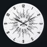 Celestial Sol Black Vintage Sol Burst Stor Klocka<br><div class="desc">En vintage svart solnedgång ansikte klocka.</div>