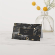 Celestial Sol Crescent Måne Galaxy Black Golden