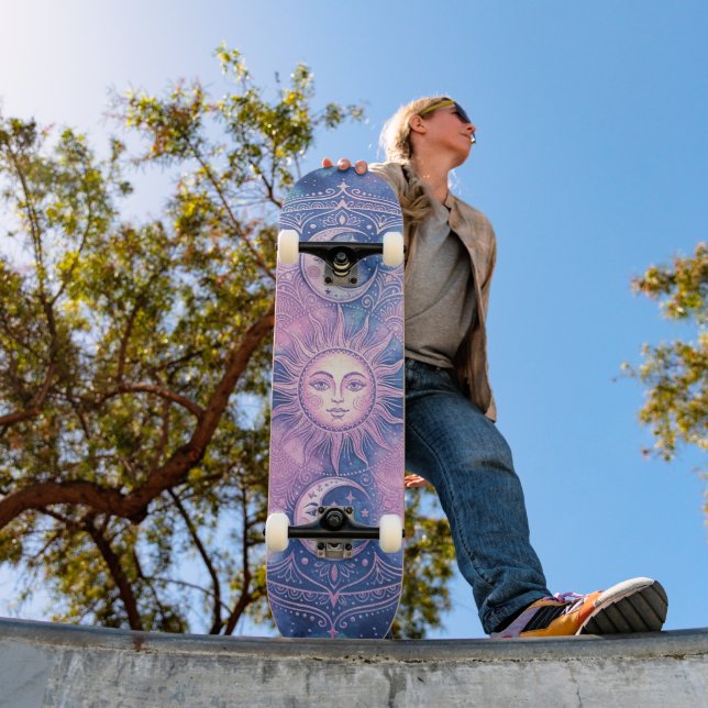 Celestial Sol & Mån Mandala Galax Nebulosa Mini Skateboard Bräda 18,5 Cm (Utomhus 1)
