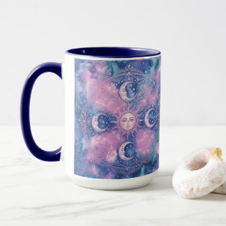 Celestial Sol & Mån Mandala Galax Nebulosa Mugg