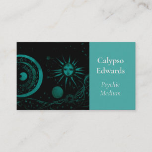 Celestial Sol Måne Black Astronomy Tarot Psychic Visitkort