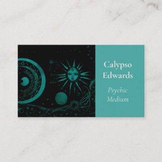 Celestial Sol Måne Black Astronomy Tarot Psychic Visitkort