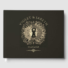 Celestial Sol Måne Bröllop Guest Bok