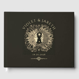 Celestial Sol Måne Bröllop Guest Bok