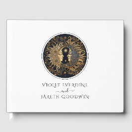 Celestial Sol Måne Bröllop Guest Bok