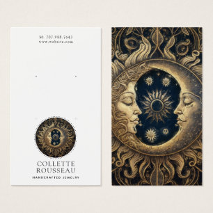Celestial Sol Måne Earring Jewelry Visning Visitkort