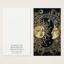 Celestial Sol Måne Earring Jewelry Visning Visitkort
