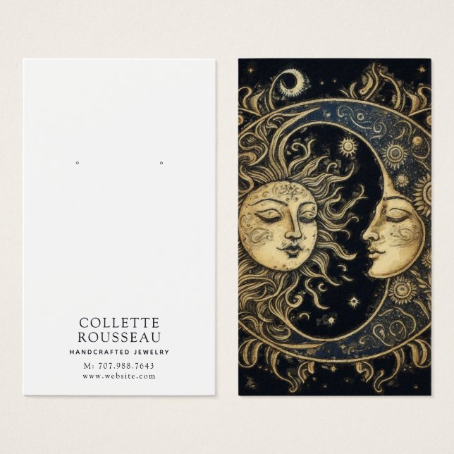 Celestial Sol Måne Earring Jewelry Visning Visitkort (Framsida & baksida)
