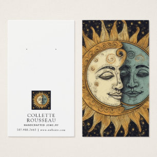 Celestial Sol Måne Earring Jewelry Visning Visitkort