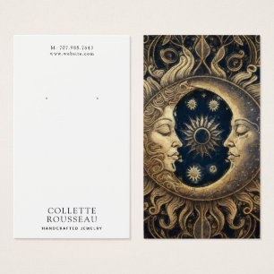 Celestial Sol Måne Earring Jewelry Visning Visitkort
