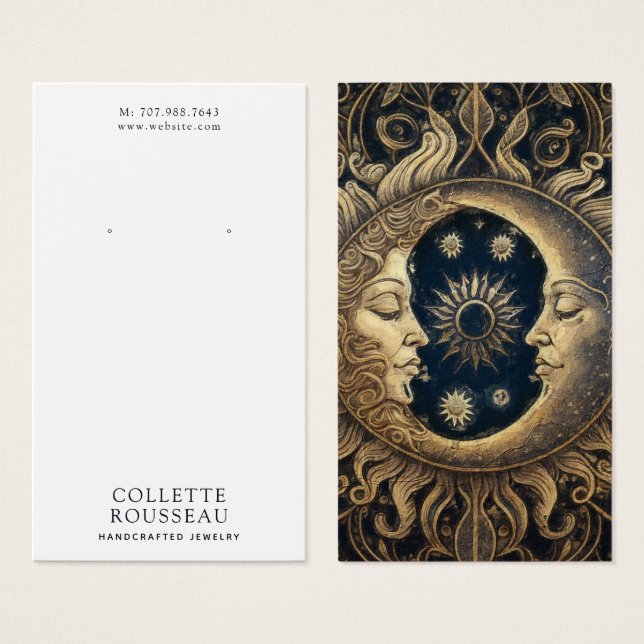 Celestial Sol Måne Earring Jewelry Visning Visitkort (Framsida & baksida)