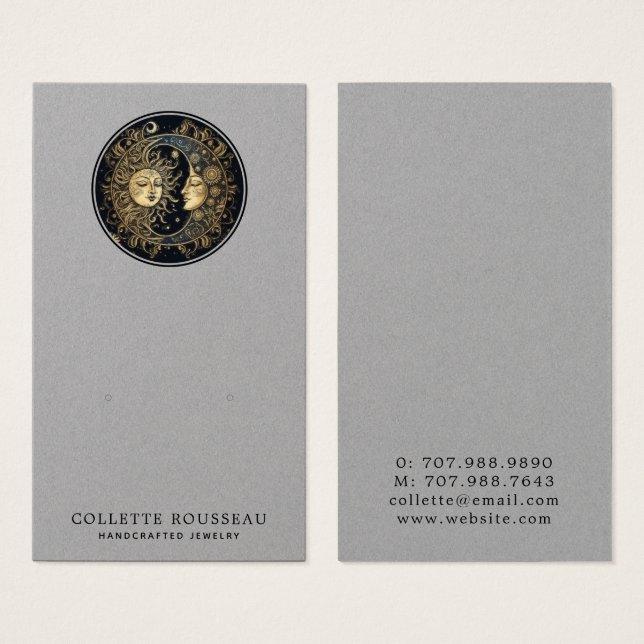 Celestial Sol Måne judelry Visning Visitkort (Framsida & baksida)