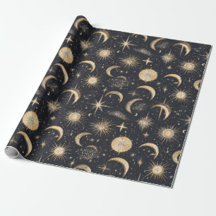 Celestial Sol Måne och Stars Night Himmel Presentpapper