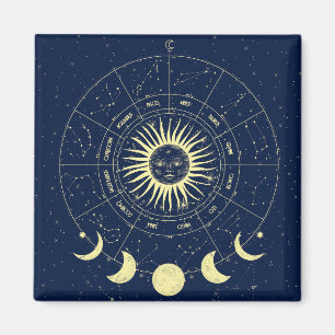 Celestial Sol Måne Phases Zodiac Magnet