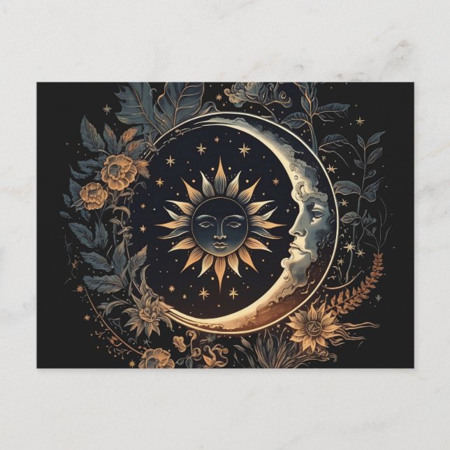 Celestial Sol & Måne Printable Vykort (Framsida)