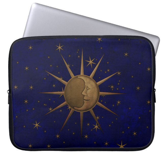 Celestial Sol Måne Starry Night Laptop Fodral (Framsidan)