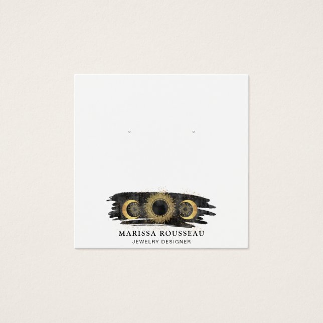 Celestial Sol Måne Stars Earring Visning Card Fyrkantigt Visitkort (Framsida)