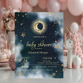 Celestial Sol,Måne,Stars Night Himlar Baby Shower Inbjudningar