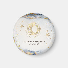 Celestial Sol,Måne,Stars Watercolor Magnet