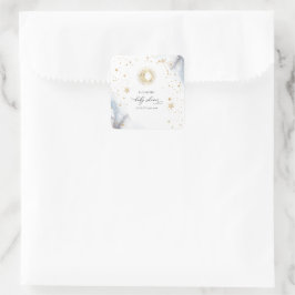 Celestial Sol, Måne, Stjärnor Baby Shower  Fyrkantigt Klistermärke