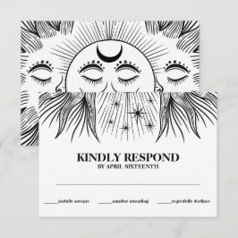 Celestial Sol Måne Stjärnor Boho Handfastning RSVP Tilläggskort