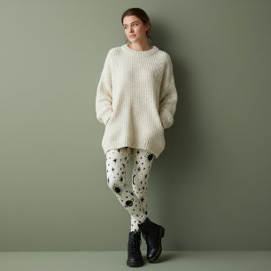 Celestial Sol Måne Stjärnor Crème Leggings