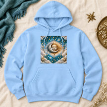 Celestial Sol Måne Stjärnor Teal Guld Fantasy