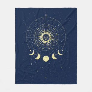 Celestial Sol Månefaser Zodiak Fleecefilt