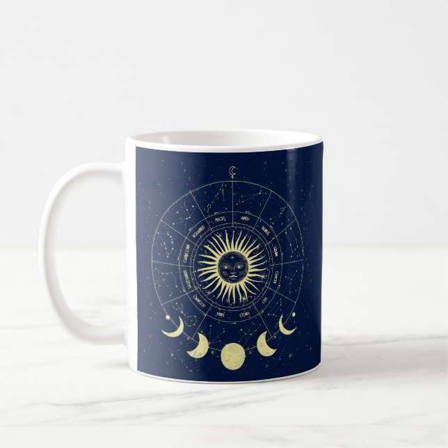 Celestial Sol Månefaser Zodiak Kaffemugg (Vänster)