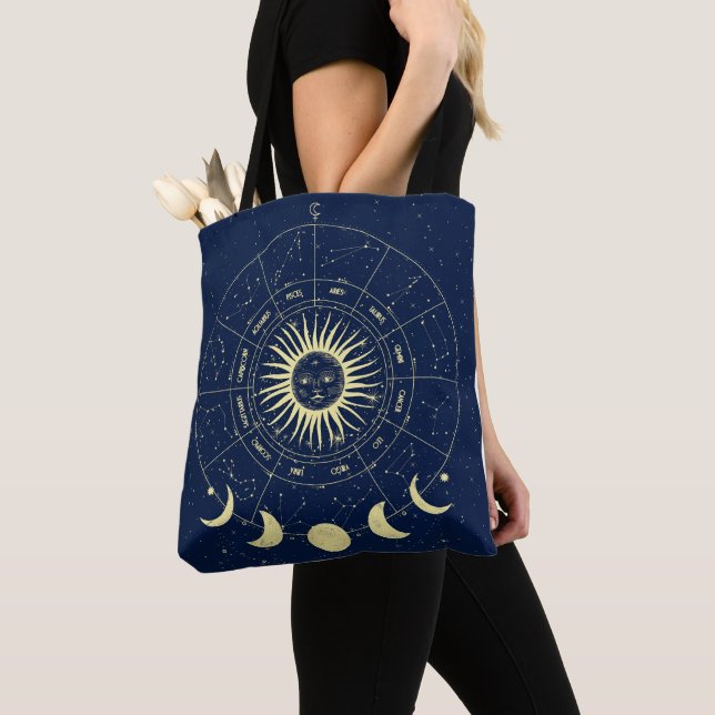 Celestial Sol Månefaser Zodiak Tygkasse (Närbild)