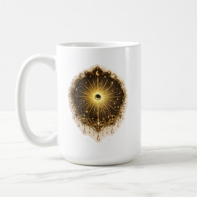 Celestial Sol Månsymbol Sakral Kosmisk Balans Kaffemugg (Vänster)