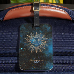 Celestial Sol Monogram Glitter Cosmic Navy Chic Bagagebricka