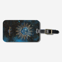 Celestial Sol Monogram Glitter Cosmic Navy Chic