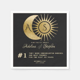 Celestial Sol Monogram Vapensköld Guld Roligt Fakt Pappersservett