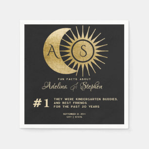Celestial Sol Monogram Vapensköld Guld Roligt Fakt Pappersservett