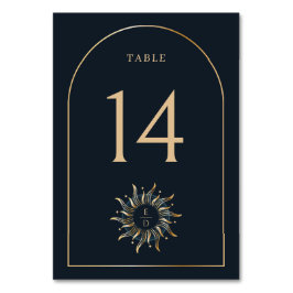Celestial Sol Navy Golden Monogram Arch Bordsnummer