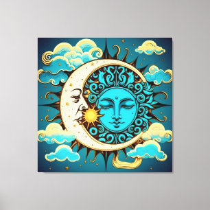 Celestial Sol och Måne Canvastryck