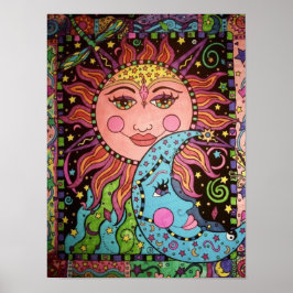 Celestial Sol och Måne Graphic Poster